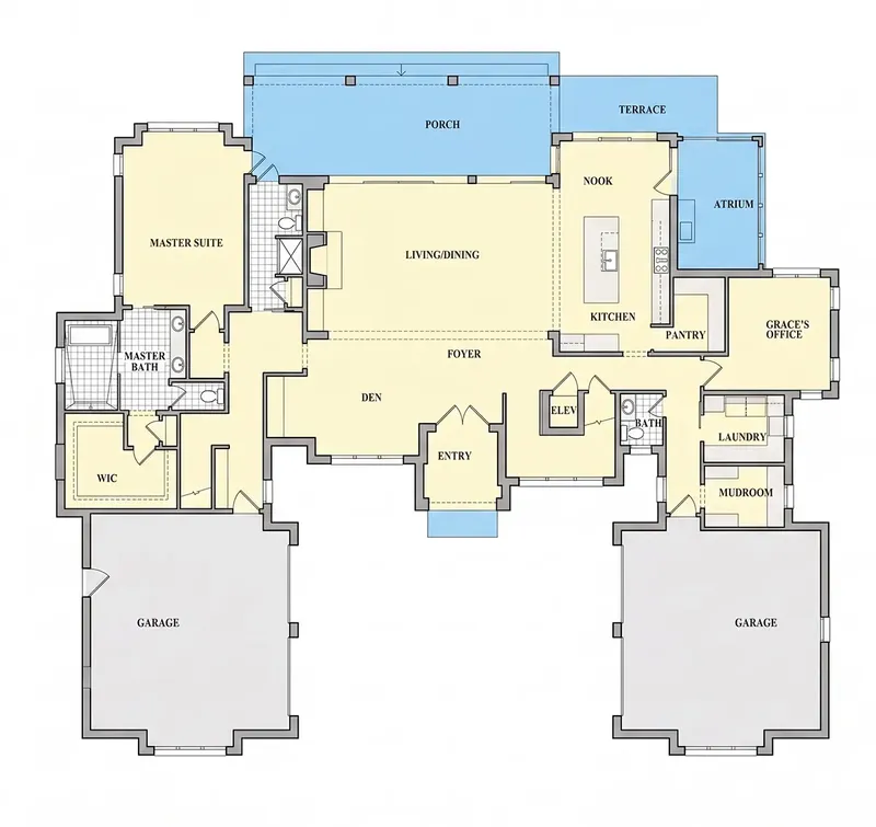 Pirmas Aukštas 9 – Namo projektas su mansarda 480 m², 4 Miegamieji — 22786R