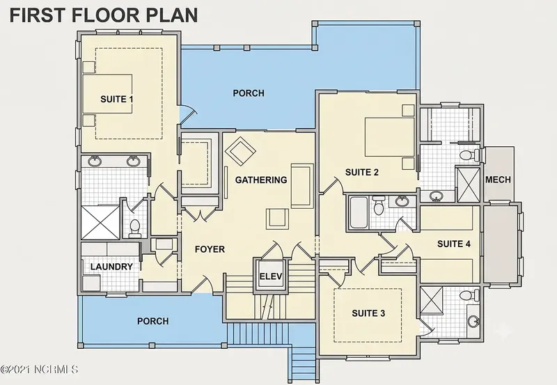 Pirmas Aukštas 19 – Trijų aukštų namo projektas 301 m², 4 Miegamieji — 87724R