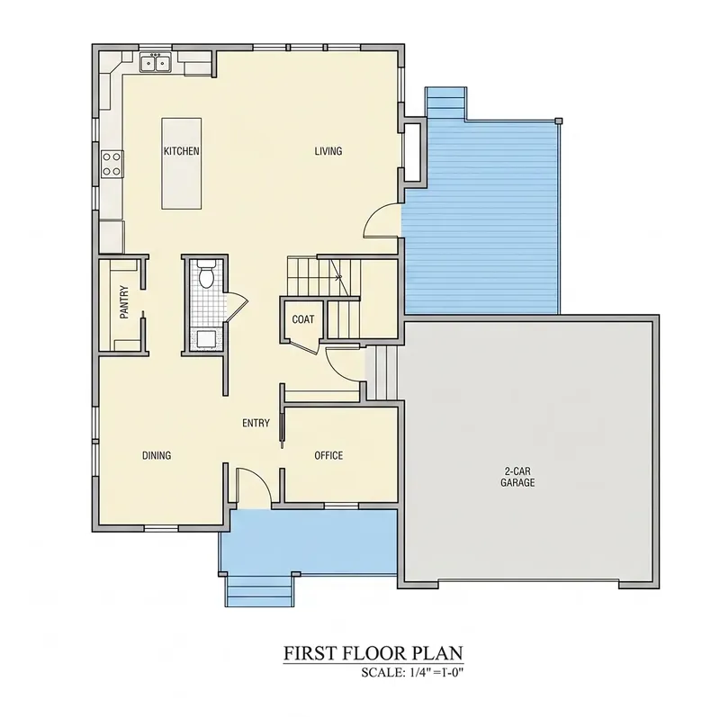 Pirmas Aukštas 8 – Dviejų aukštų namo projektas 246 m², 4 Miegamieji — 14228R