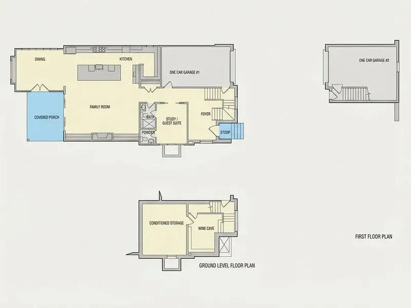Pirmas Aukštas 9 – Dviejų aukštų namo projektas 414 m², 4 Miegamieji — 50387R