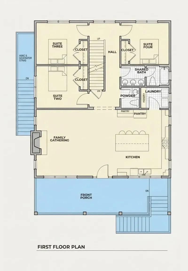 Pirmas Aukštas 11 – Trijų aukštų namo projektas 121 m², 4 Miegamieji — 94231R