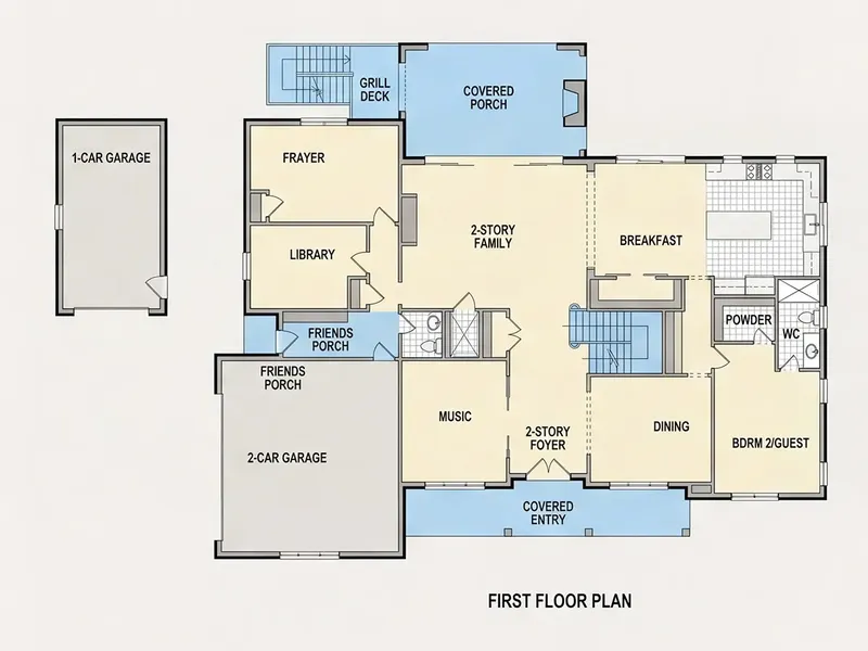 Pirmas Aukštas 11 – Dviejų aukštų namo projektas 646 m², 6 Miegamieji — 35577R