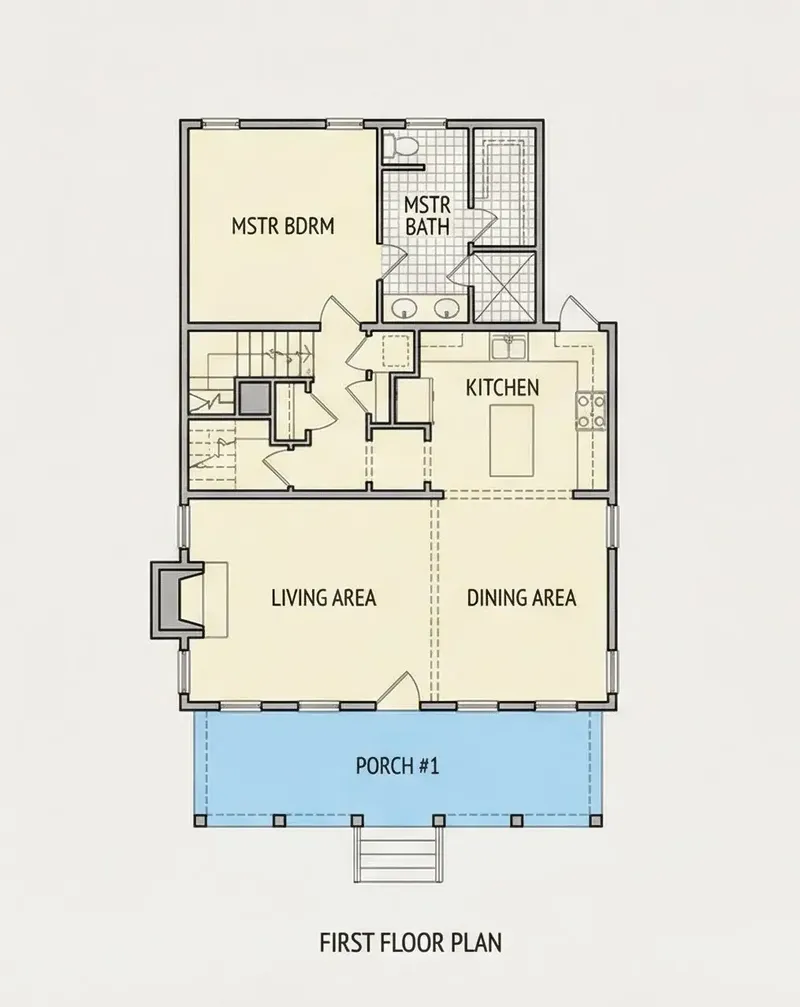 Pirmas Aukštas 9 – Namo projektas su mansarda 158 m², 3 Miegamieji — 52914R