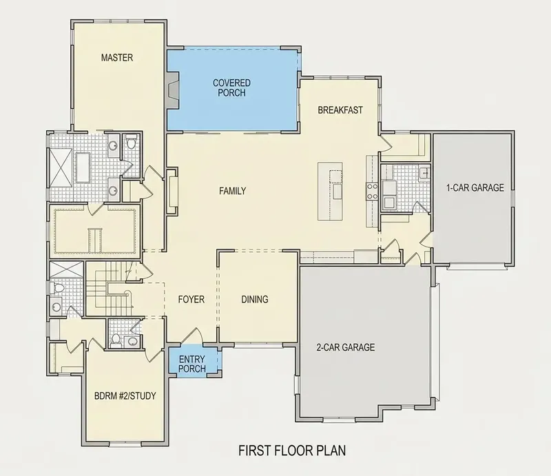 Pirmas Aukštas 12 – Dviejų aukštų namo projektas 375 m², 4 Miegamieji — 32038R