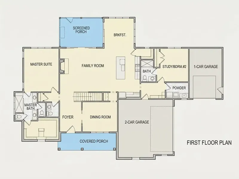 Pirmas Aukštas 18 – Dviejų aukštų namo projektas 288 m², 4 Miegamieji — 95174R
