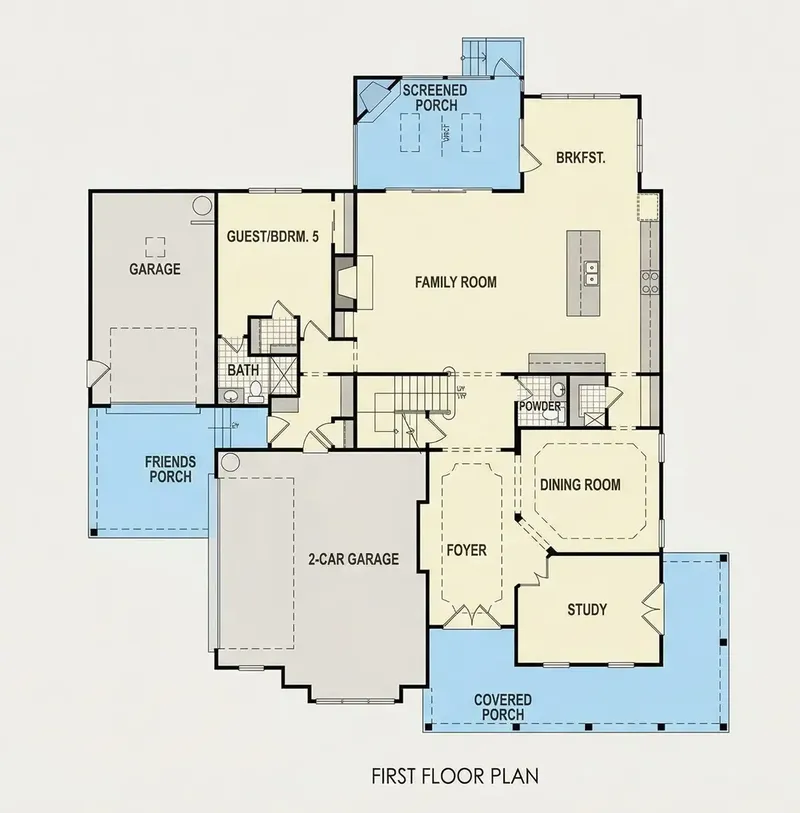 Pirmas Aukštas 26 – Dviejų aukštų namo projektas 454 m², 5 Miegamieji — 78053R