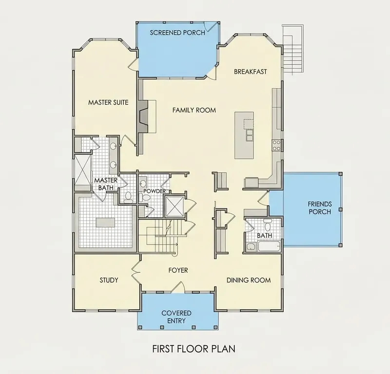 Pirmas Aukštas 18 – Namo projektas su mansarda 422 m², 4 Miegamieji — 24814R