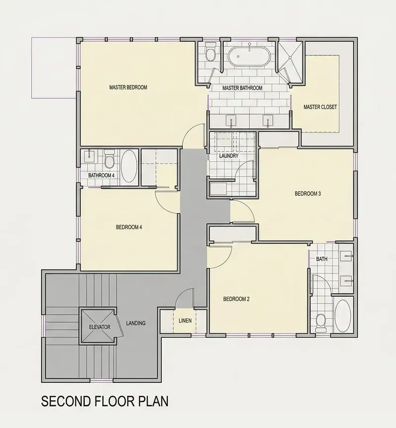 Antras Aukštas 26 – Trijų aukštų namo projektas 351 m², 5 Miegamieji — 70598R
