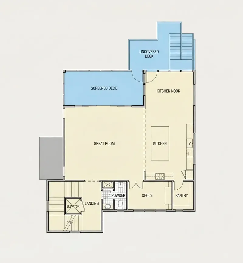 Pirmas Aukštas 25 – Trijų aukštų namo projektas 351 m², 5 Miegamieji — 70598R