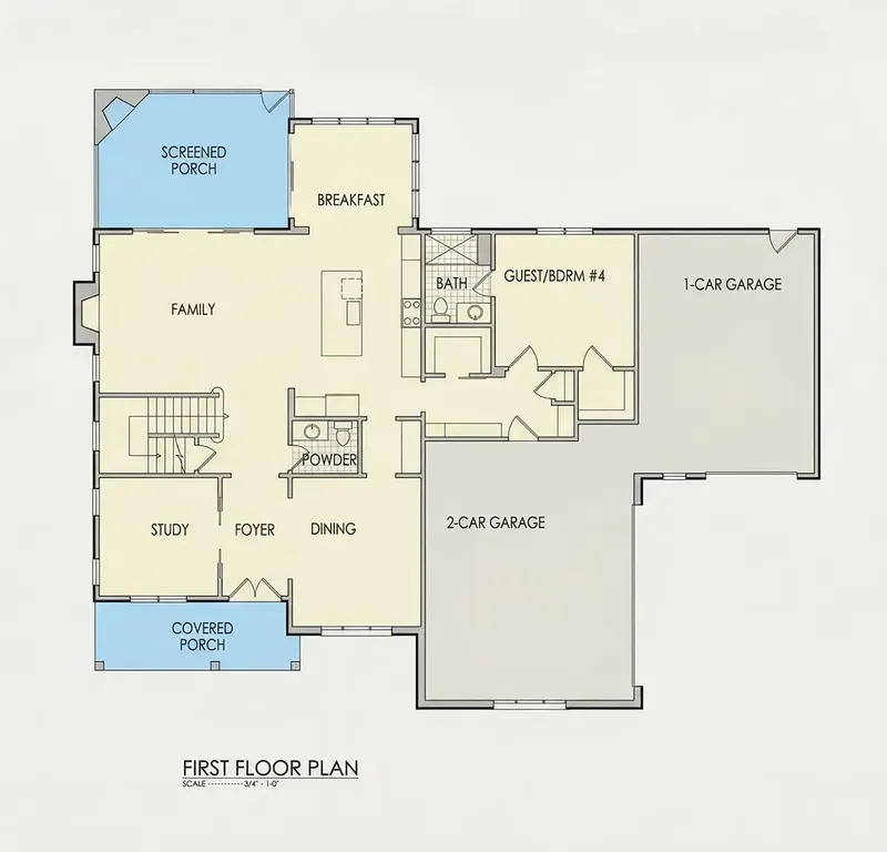Pirmas Aukštas 22 – Dviejų aukštų namo projektas 372 m², 4 Miegamieji — 76809R