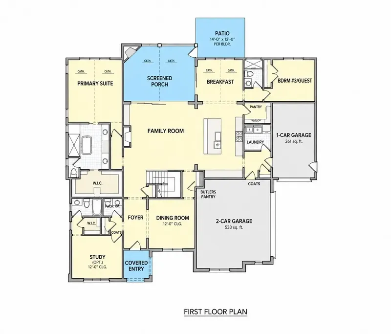 Pirmas Aukštas 13 – Dviejų aukštų namo projektas 343 m², 4 Miegamieji — 63741R