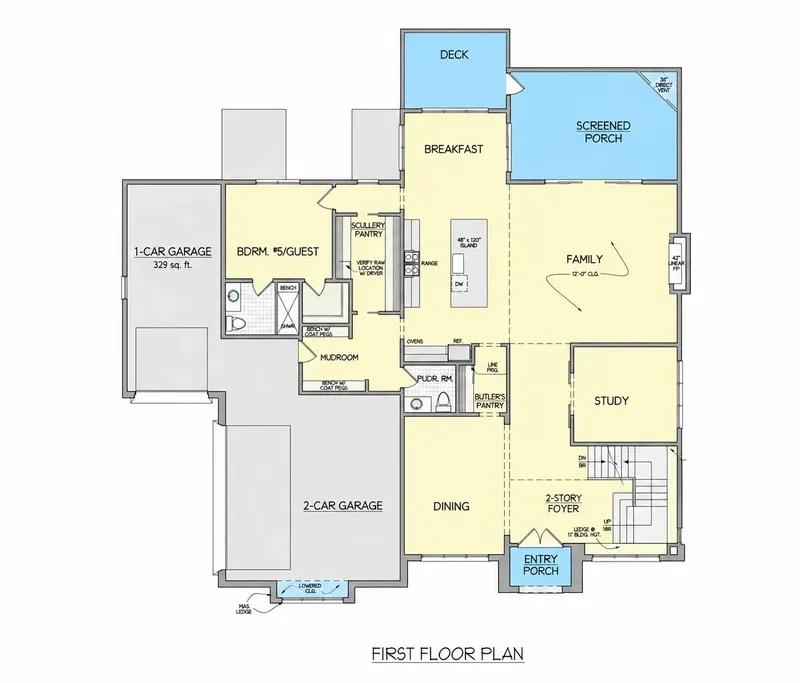 Pirmas Aukštas 12 – Dviejų aukštų namo projektas 624 m², 5 Miegamieji — 82614R