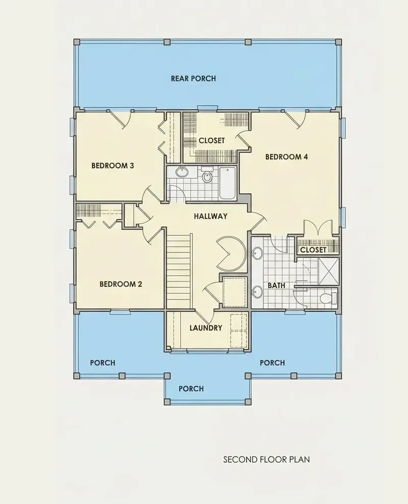 Antras Aukštas 9 – Trijų aukštų namo projektas 249 m², 4 Miegamieji — 53827R