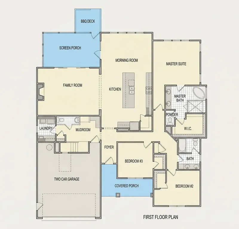 Pirmas Aukštas 6 – Vieno aukšto namo projektas 275 m², 3 Miegamieji — 78616R