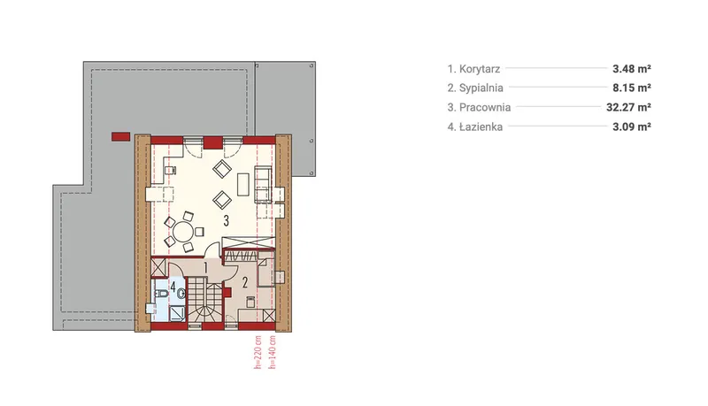 Antras Aukštas 1 – Namo projektas su mansarda 177 m², 3 Miegamieji — 37896R
