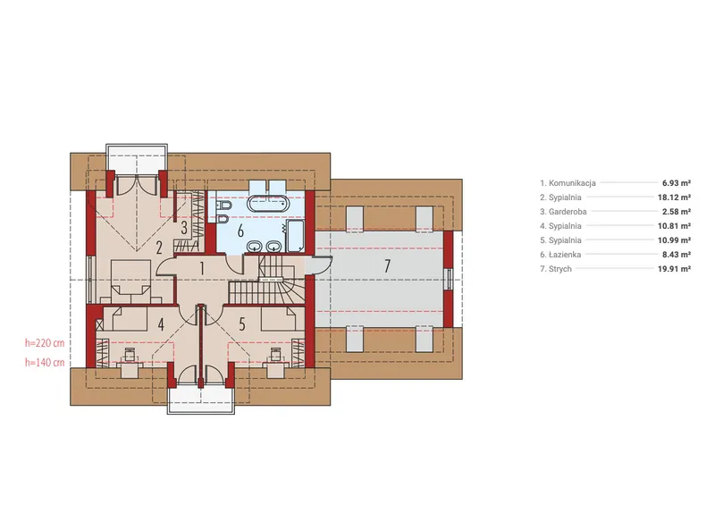 Antras Aukštas 1 – Namo projektas su mansarda 178 m², 3 Miegamieji — 22006R
