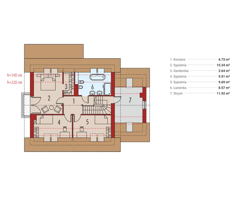 Antras Aukštas 1 – Namo projektas su mansarda 157 m², 3 Miegamieji — 19894R