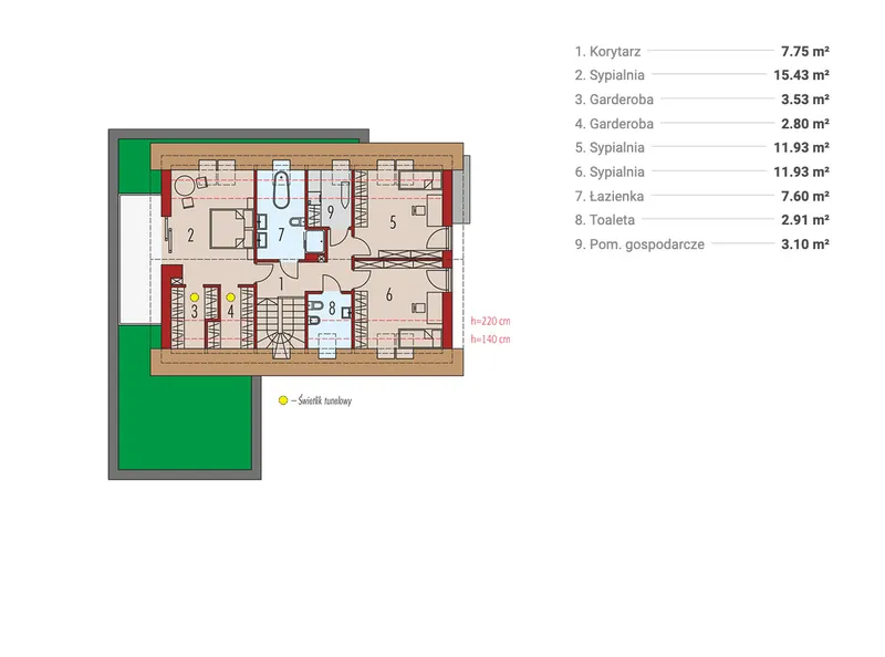 Antras Aukštas 1 – Namo projektas su mansarda 198 m², 3 Miegamieji — 14513R