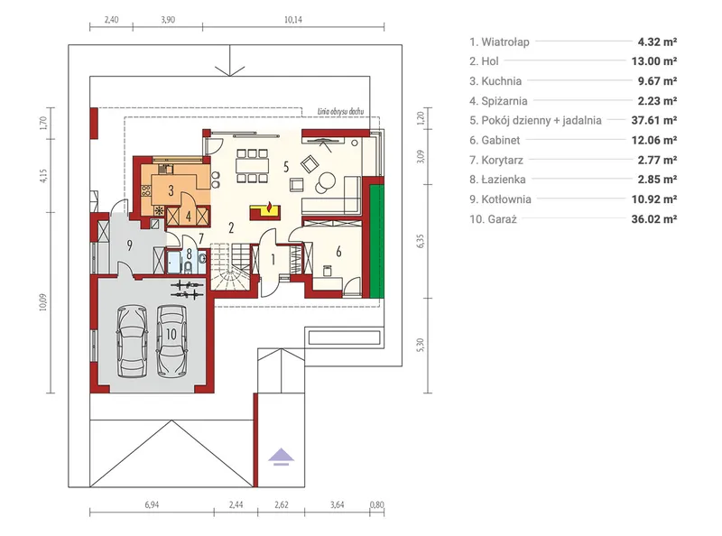 Pirmas Aukštas 1 – Namo projektas su mansarda 198 m², 3 Miegamieji — 14513R