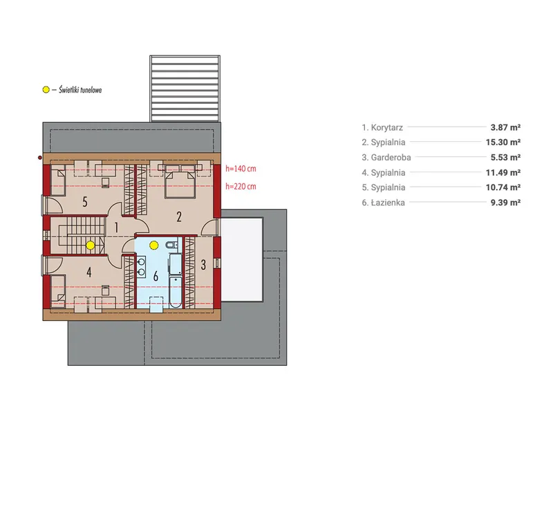Antras Aukštas 1 – Namo projektas su mansarda 180 m², 3 Miegamieji — 79260R