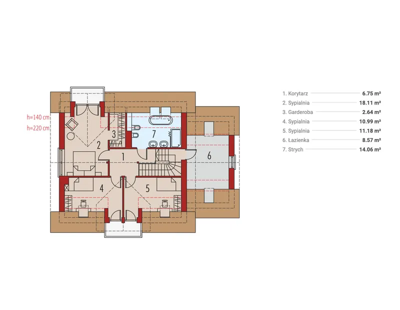 Antras Aukštas 1 – Namo projektas su mansarda 162 m², 3 Miegamieji — 40526R