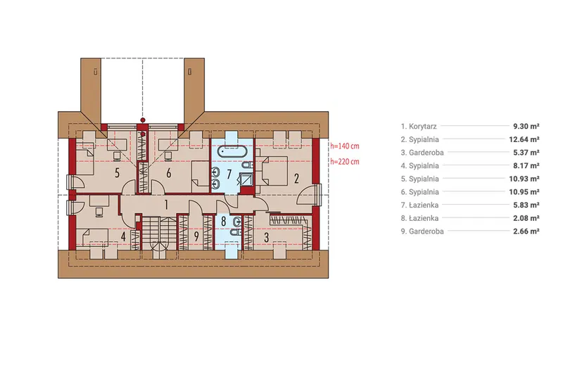 Antras Aukštas 1 – Namo projektas su mansarda 163 m², 4 Miegamieji — 61765R
