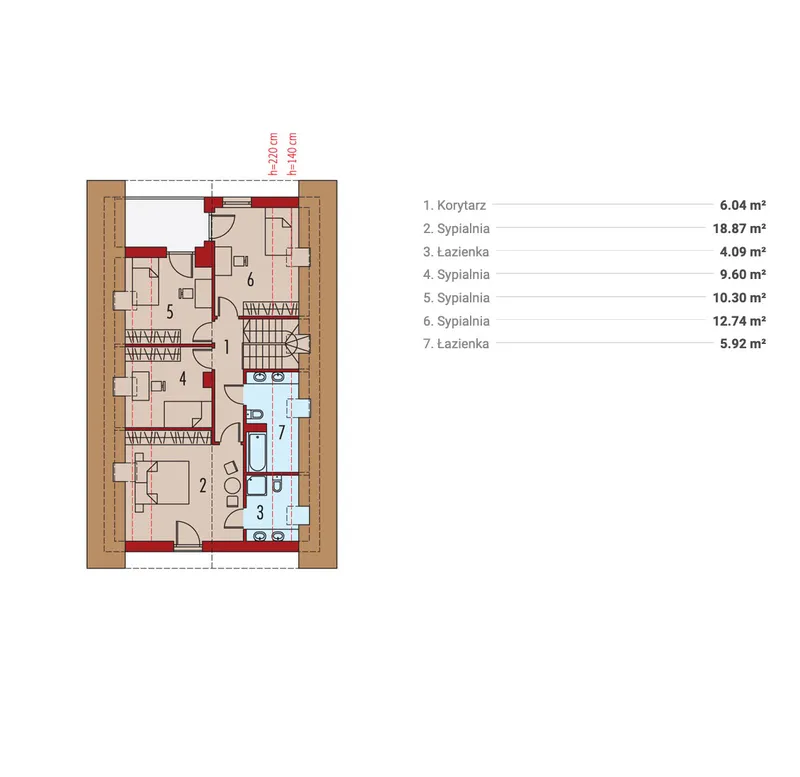 Antras Aukštas 1 – Namo projektas su mansarda 160 m², 4 Miegamieji — 48062R