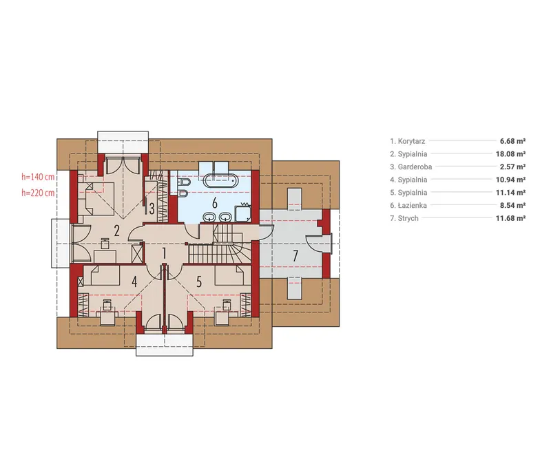 Antras Aukštas 1 – Namo projektas su mansarda 162 m², 3 Miegamieji — 29983R