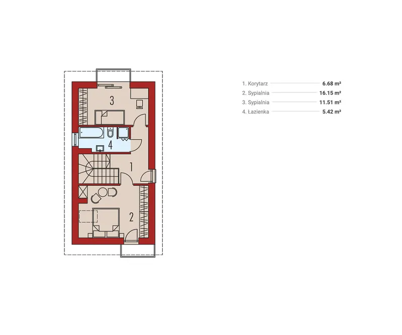 Pirmas Aukštas 1 – Namo projektas su mansarda 82 m², 2 Miegamieji — 98319R