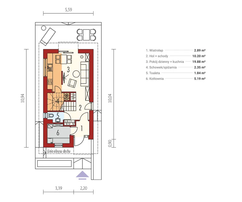 Antras Aukštas 1 – Namo projektas su mansarda 82 m², 2 Miegamieji — 98319R