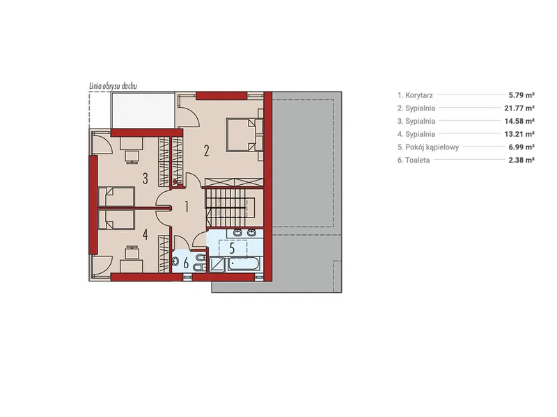Antras Aukštas 1 – Dviejų aukštų namo projektas 157 m², 3 Miegamieji — 13725R