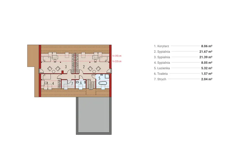 Antras Aukštas 1 – Namo projektas su mansarda 237 m², 5 Miegamieji — 62049R
