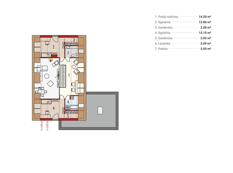 Antras Aukštas 1 – Namo projektas su mansarda 220 m², 3 Miegamieji — 28450R