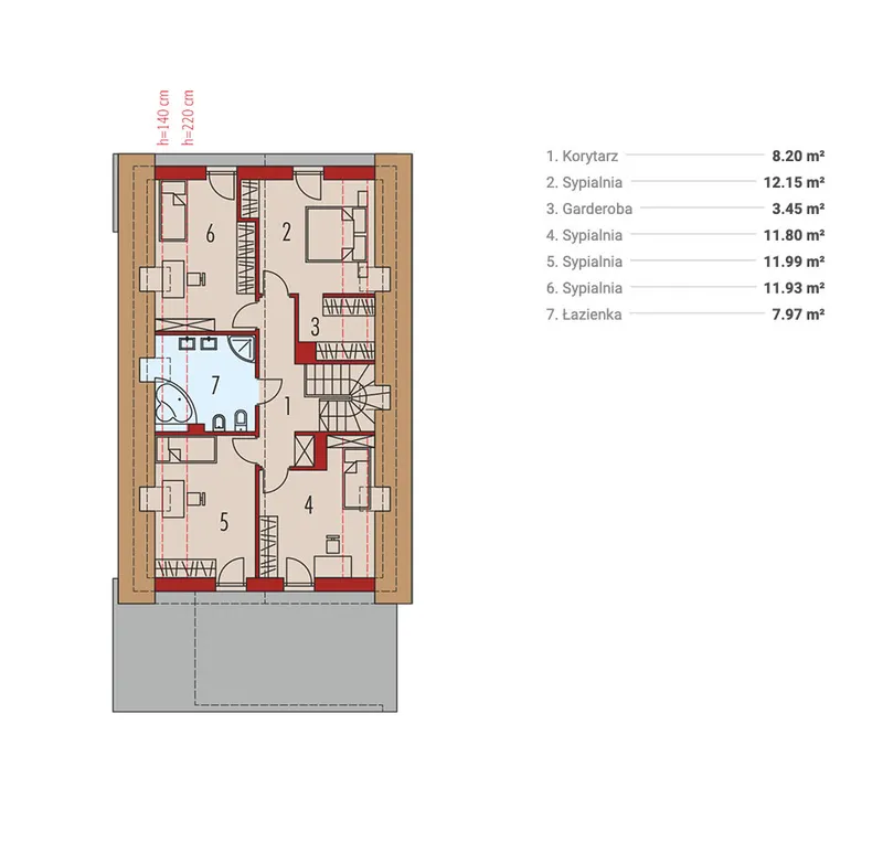 Antras Aukštas 1 – Namo projektas su mansarda 175 m², 4 Miegamieji — 32221R