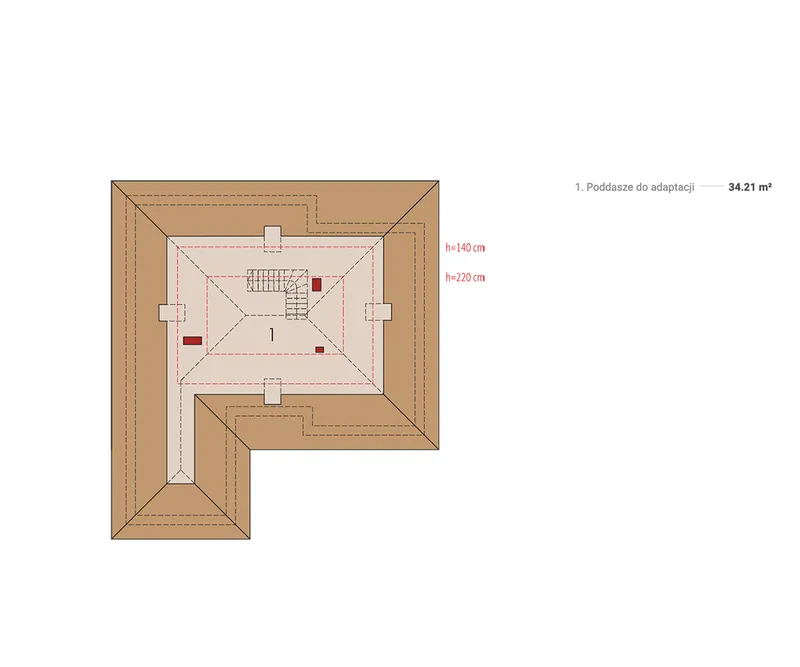 Antras Aukštas 1 – Vieno aukšto namo projektas 131 m², 2 Miegamieji — 16743R