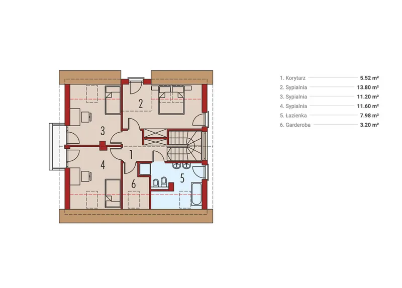 Antras Aukštas 1 – Namo projektas su mansarda 139 m², 3 Miegamieji — 68407R