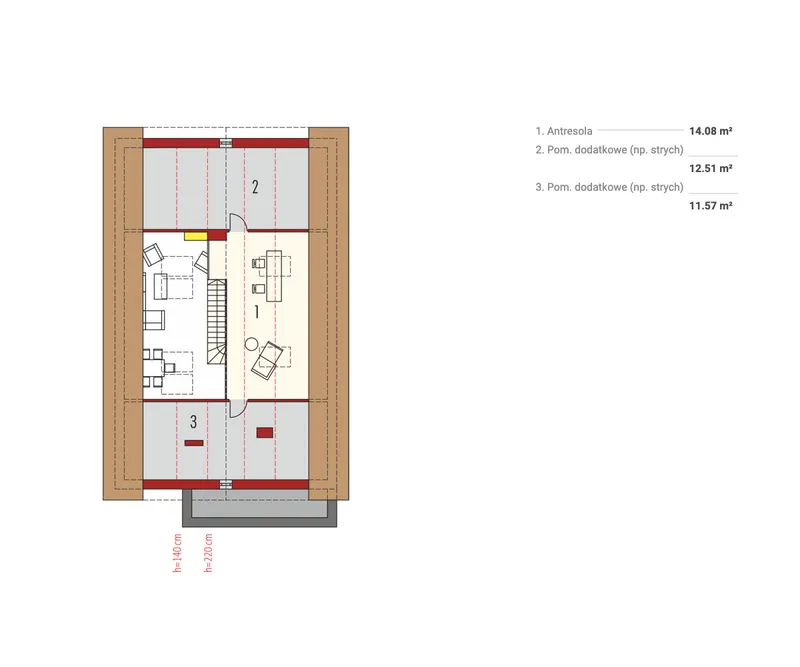 Antras Aukštas 1 – Namo projektas su mansarda 147 m², 3 Miegamieji — 78405R
