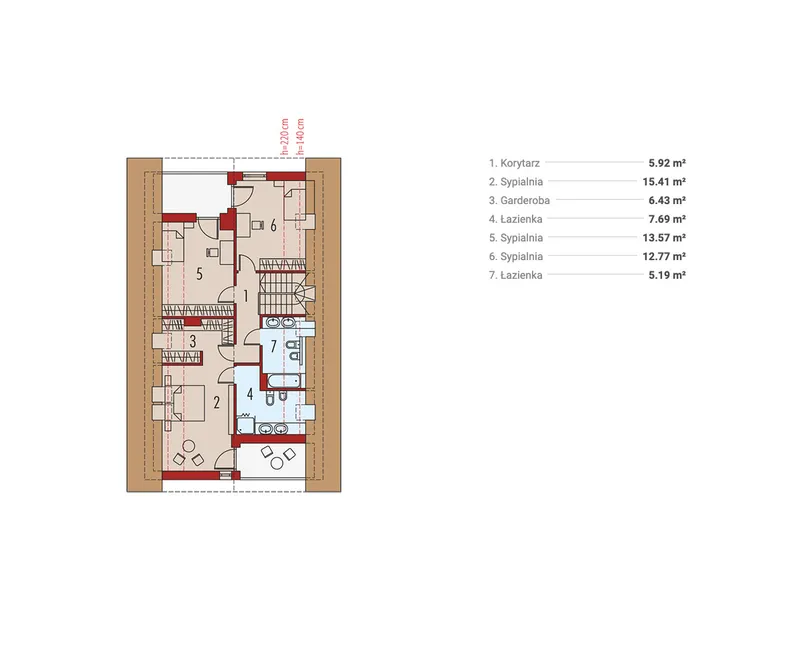 Antras Aukštas 1 – Namo projektas su mansarda 163 m², 3 Miegamieji — 67336R