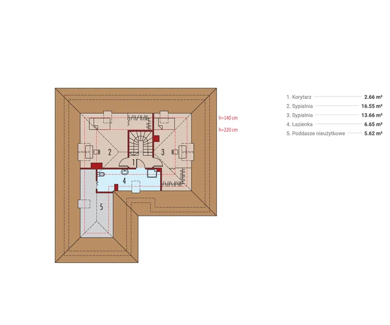 Antras Aukštas 1 – Namo projektas su mansarda 181 m², 4 Miegamieji — 55519R