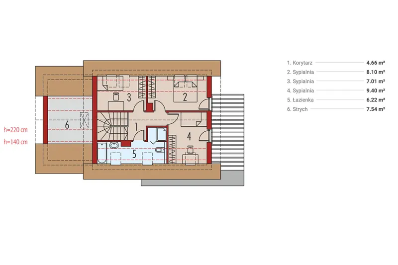Antras Aukštas 1 – Namo projektas su mansarda 111 m², 3 Miegamieji — 77179R
