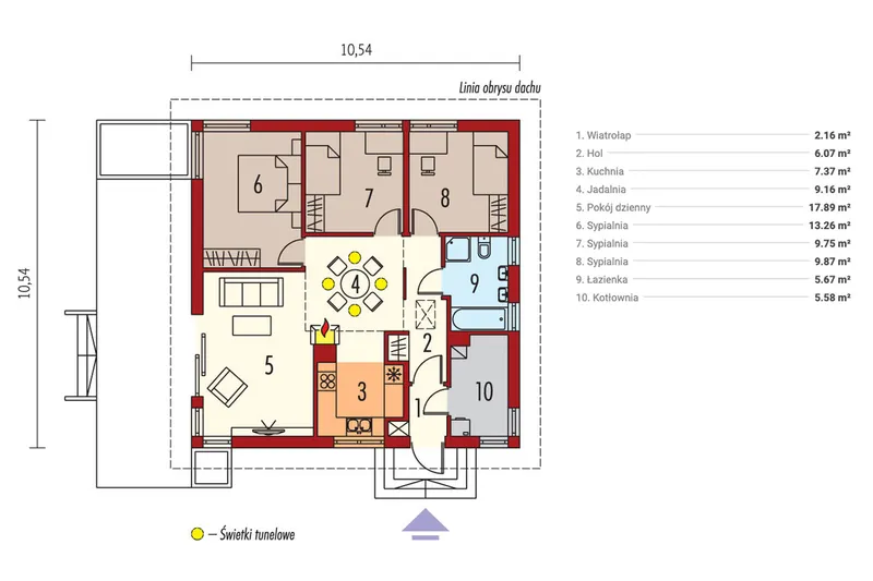 Pirmas Aukštas 1 – Vieno aukšto namo projektas 87 m², 3 Miegamieji — 19187R