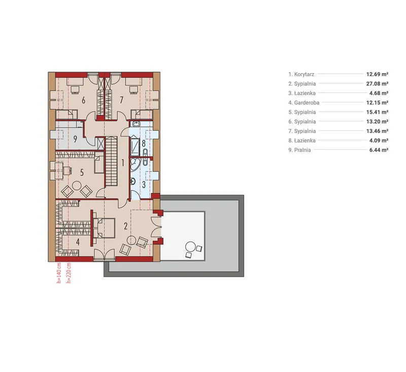 Antras Aukštas 1 – Namo projektas su mansarda 290 m², 4 Miegamieji — 10039R
