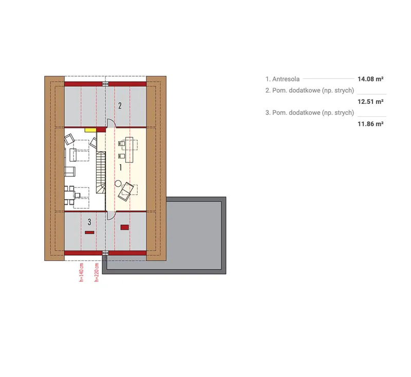 Antras Aukštas 1 – Namo projektas su mansarda 181 m², 3 Miegamieji — 41986R