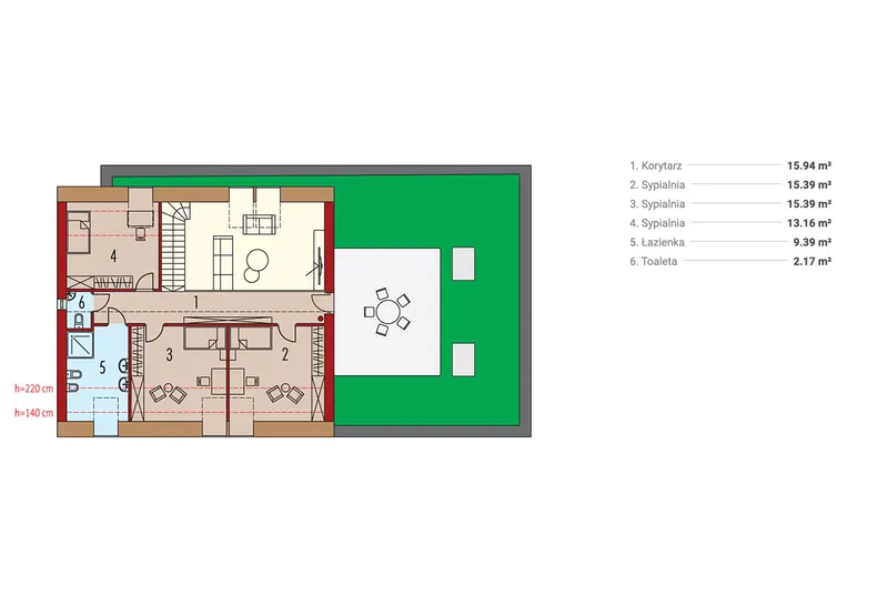 Antras Aukštas 1 – Namo projektas su mansarda 261 m², 4 Miegamieji — 50202R