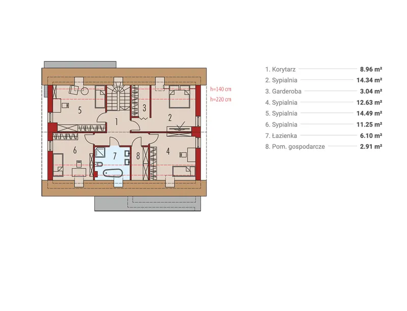 Antras Aukštas 1 – Namo projektas su mansarda 185 m², 4 Miegamieji — 67083R