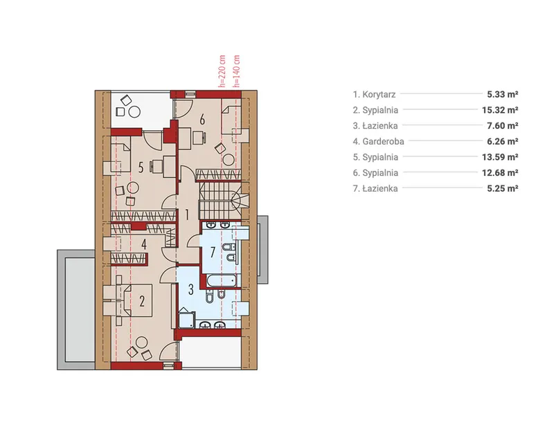 Antras Aukštas 1 – Namo projektas su mansarda 175 m², 3 Miegamieji — 64342R