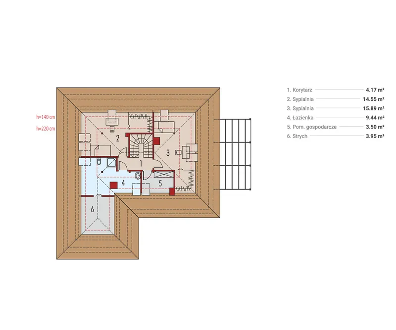 Antras Aukštas 1 – Namo projektas su mansarda 197 m², 4 Miegamieji — 64369R