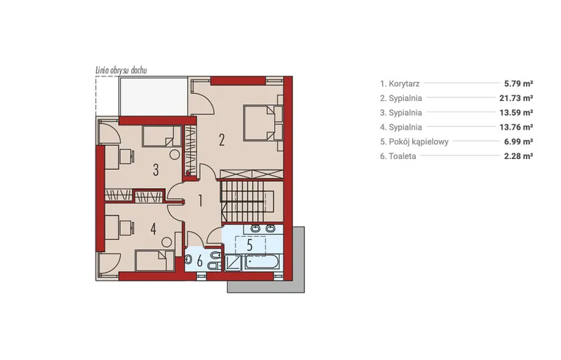 Antras Aukštas 1 – Dviejų aukštų namo projektas 133 m², 3 Miegamieji — 55022R