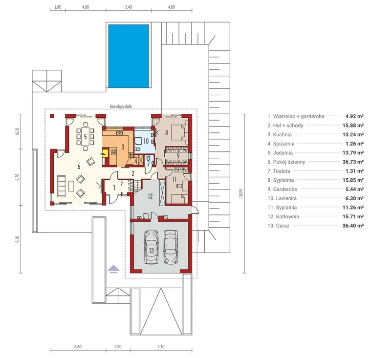 Pirmas Aukštas 1 – Namo projektas su mansarda 227 m², 4 Miegamieji — 27552R
