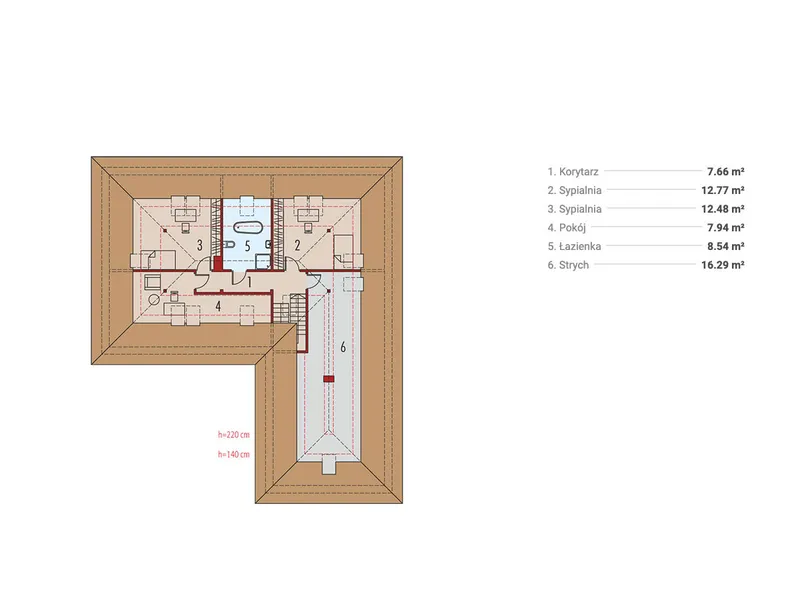 Antras Aukštas 1 – Namo projektas su mansarda 227 m², 4 Miegamieji — 27552R